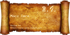Macz Imre névjegykártya